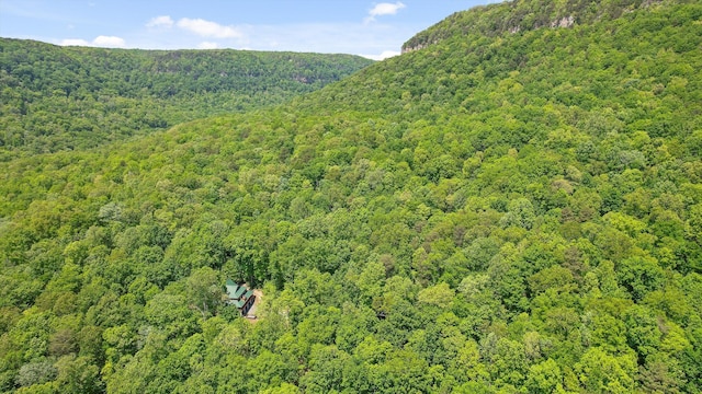 birds eye view of property with a view of trees