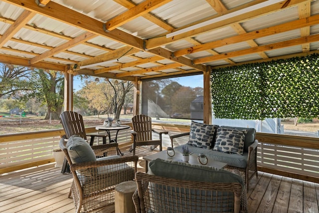 deck featuring an outdoor living space