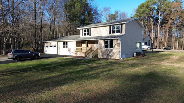 view of outbuilding with a yard and covered porch