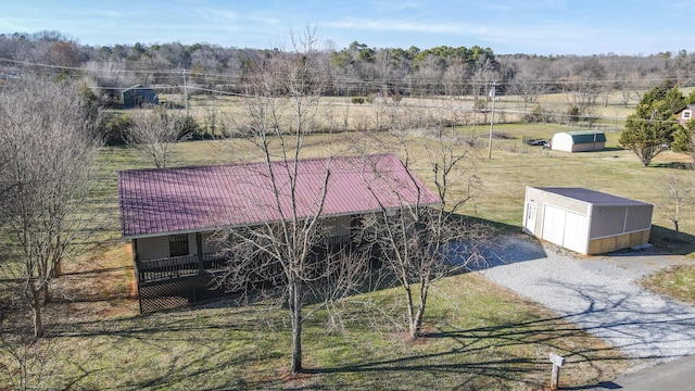 aerial view featuring a rural view