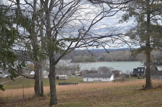 view of yard with a water view