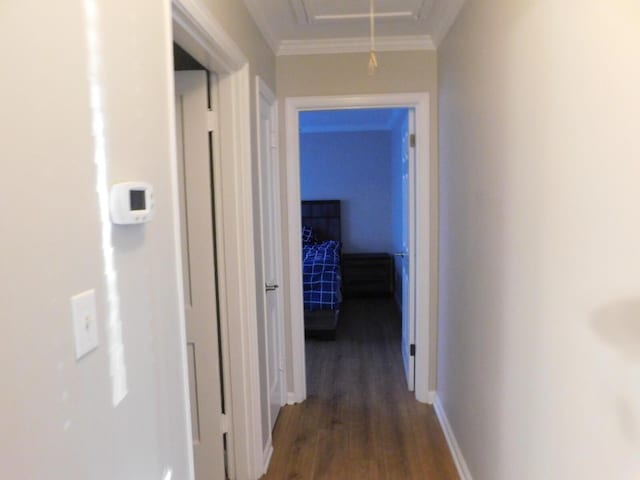 hall with dark hardwood / wood-style floors