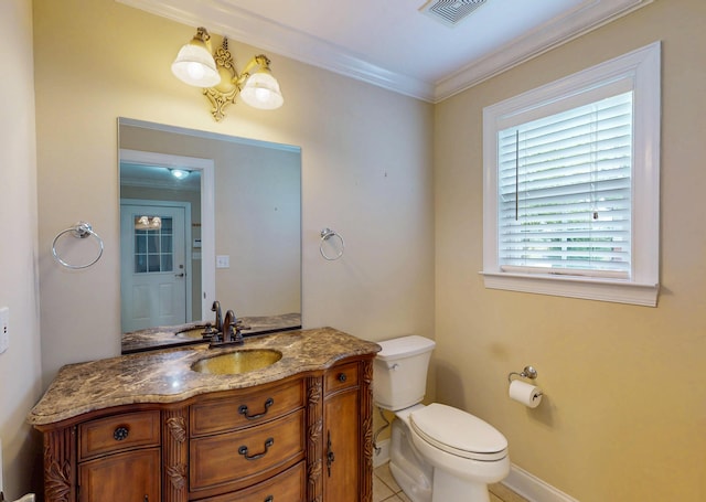 117 Windswept Dr NE, Cleveland, TN 37312 - half bathroom with vanity, ornamental molding, and tile patterned flooring