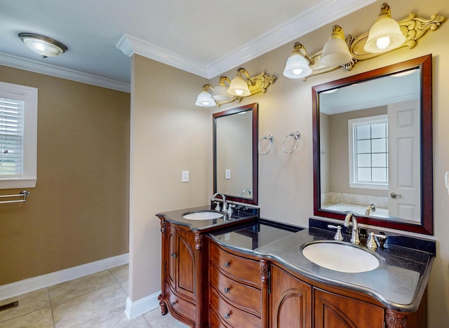 117 Windswept Dr NE, Cleveland, TN 37312 - full bathroom with double vanity, healthy amount of natural light, ornamental molding, and tile patterned flooring