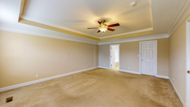 117 Windswept Dr NE, Cleveland, TN 37312 - unfurnished room with a tray ceiling, crown molding, a ceiling fan, light carpet, and a smoke detector