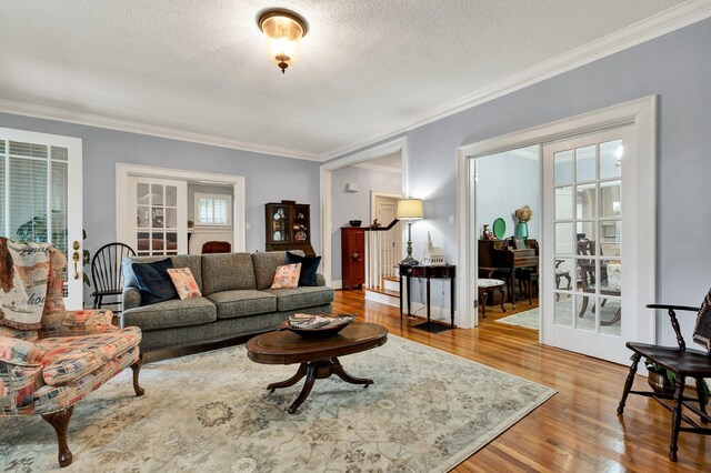431 Highland Ave NW, Cleveland, TN 37311 - living room featuring wood finished floors, crown molding, and a textured ceiling