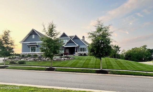 4395 Persimmon Rdg, Loudon, TN 37774 - craftsman-style house featuring a yard, stone siding, and a chimney