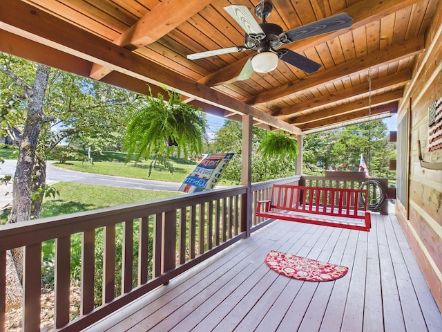 1150 Pin Hook Rd, Spring City, TN 37381 - wooden porch featuring a ceiling fan