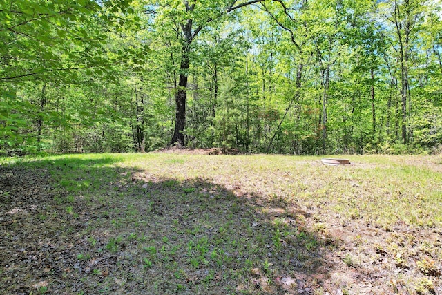 view of landscape with a wooded view