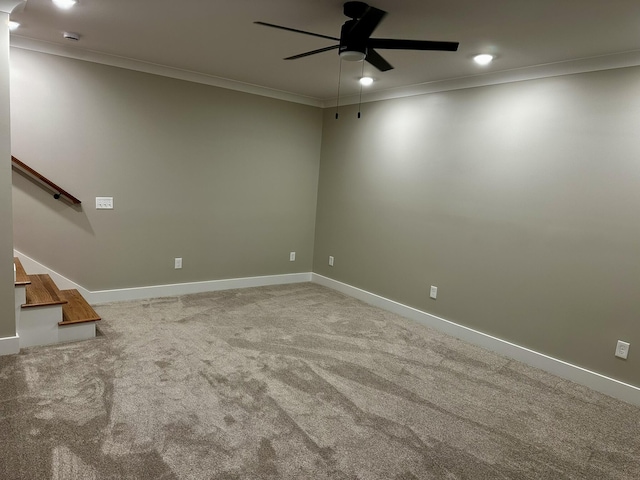 110 Dakota Dr NE, Cleveland, TN 37323 - empty room featuring ceiling fan, crown molding, carpet, baseboards, and recessed lighting