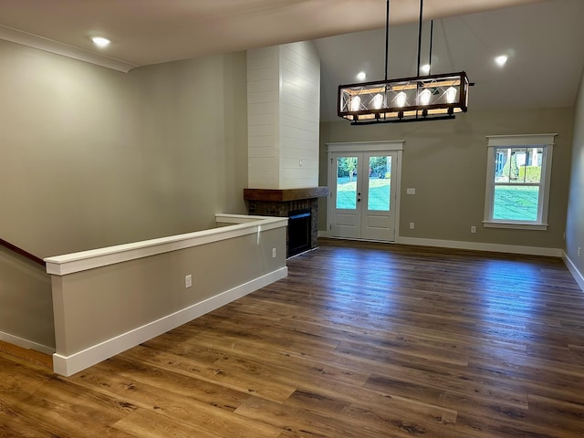 110 Dakota Dr NE, Cleveland, TN 37323 - unfurnished living room with a fireplace, plenty of natural light, baseboards, dark wood-style floors, and recessed lighting