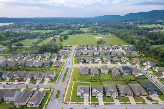 drone / aerial view with a mountain view