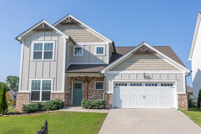 craftsman-style house with a front lawn