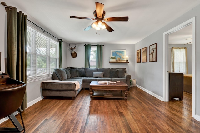 315 Gilliland Rd SE, Cleveland, TN 37311 - living area featuring a ceiling fan and wood-type flooring