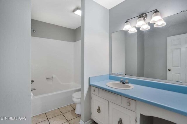 full bathroom featuring tile patterned flooring, vanity, shower / bathing tub combination, and toilet