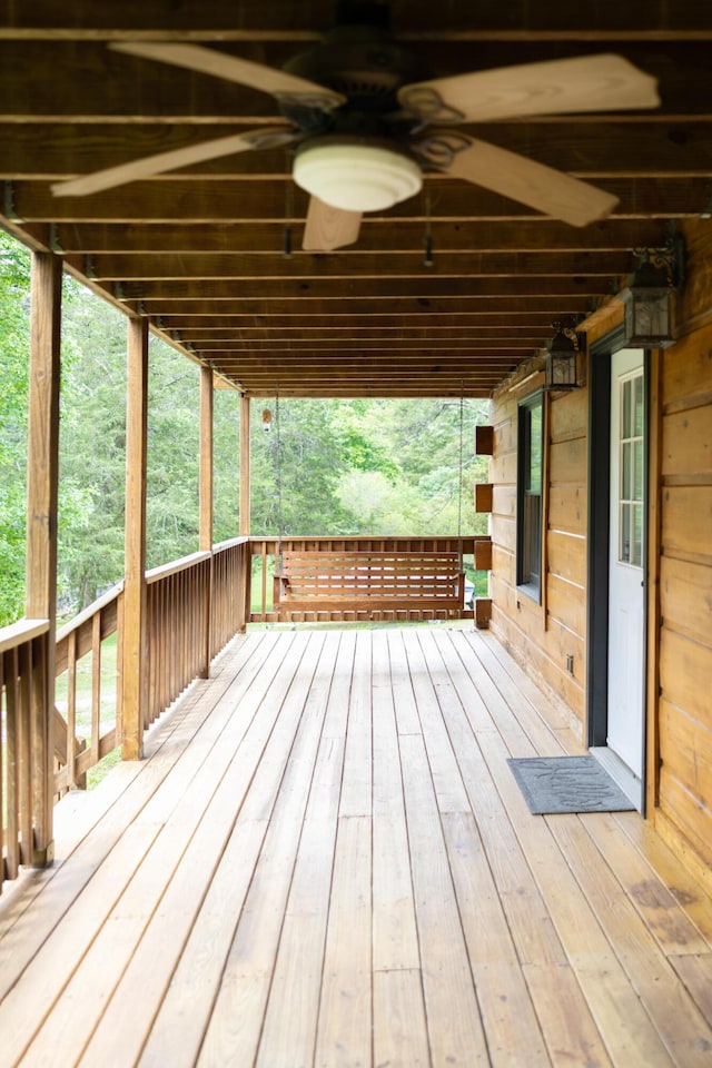 11249 Possum Trail Rd, Harrison, TN 37341 - wooden terrace with a ceiling fan