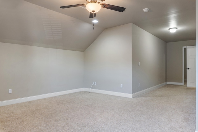 bonus room with vaulted ceiling and ceiling fan