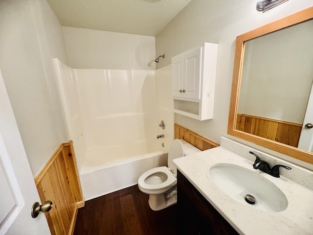140 Croft Chapel Rd, Turtletown, TN 37391 - bathroom with toilet, wood finished floors,  shower combination, and vanity
