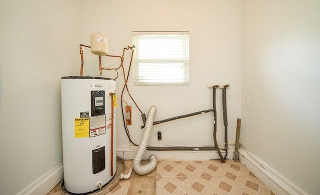 utility room with electric water heater