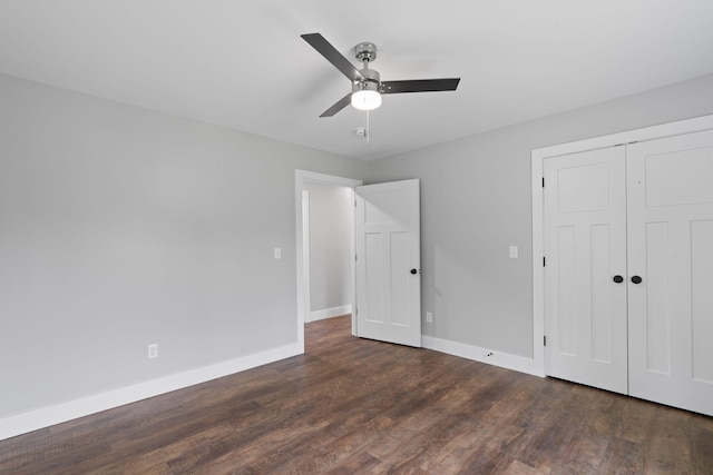 2517 No Pone Rd NW, Georgetown, TN 37336 - unfurnished bedroom featuring dark wood-style floors, a closet, and ceiling fan