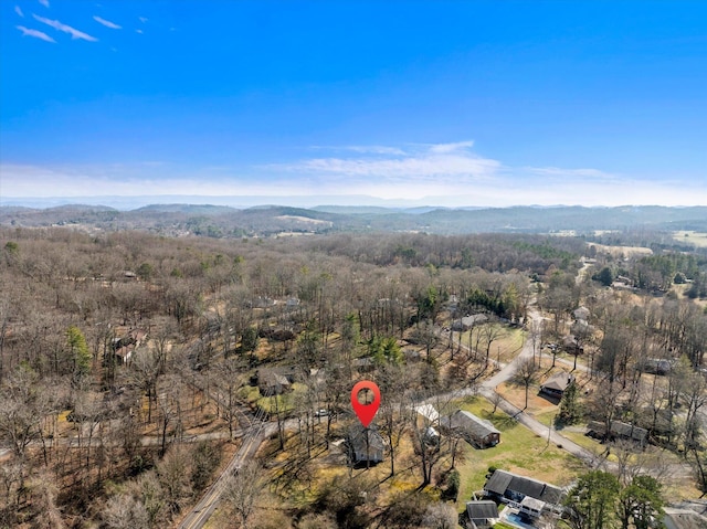 birds eye view of property with a mountain view