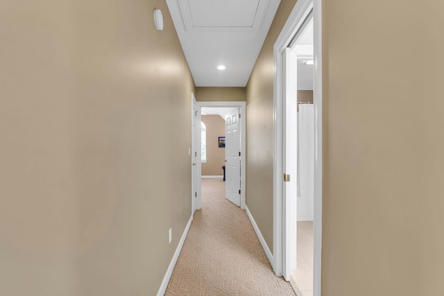 1028 Ivy Manor Ct, Hixson, TN 37343 - corridor with baseboards, recessed lighting, and light carpet