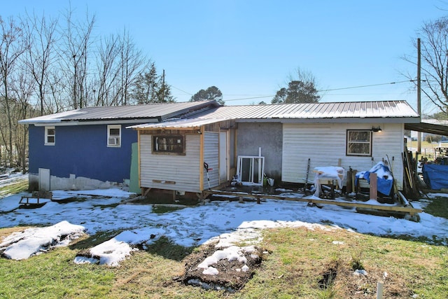 view of snow covered property