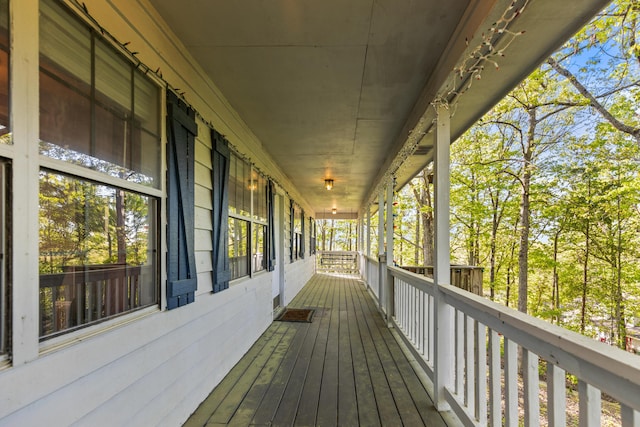 deck featuring a porch