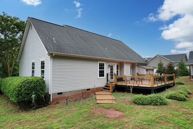 1010 Bradford Pl, Cohutta, GA 30710 - back of property featuring crawl space, a deck, and a shingled roof