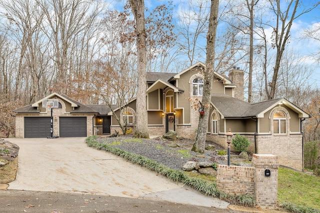 view of front of home with a garage