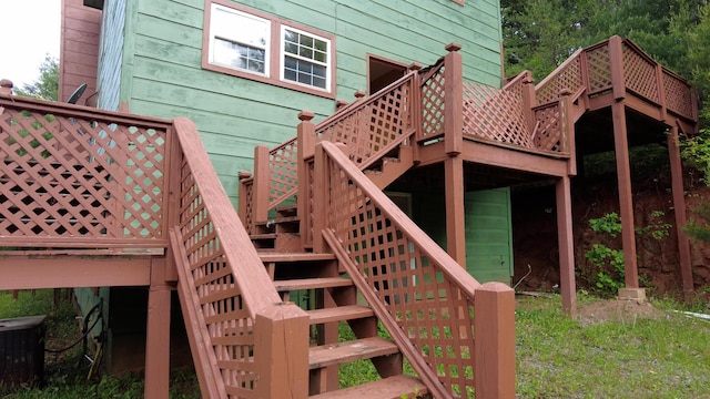 wooden deck featuring central AC