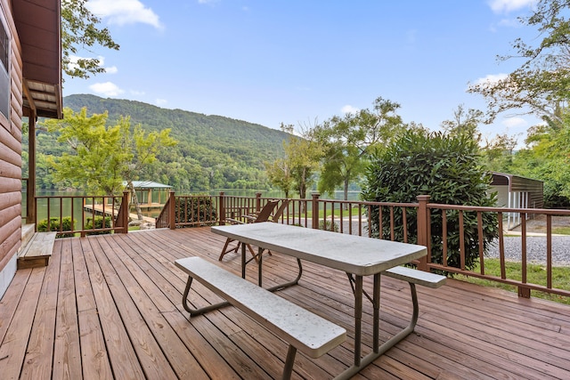 deck featuring a mountain view