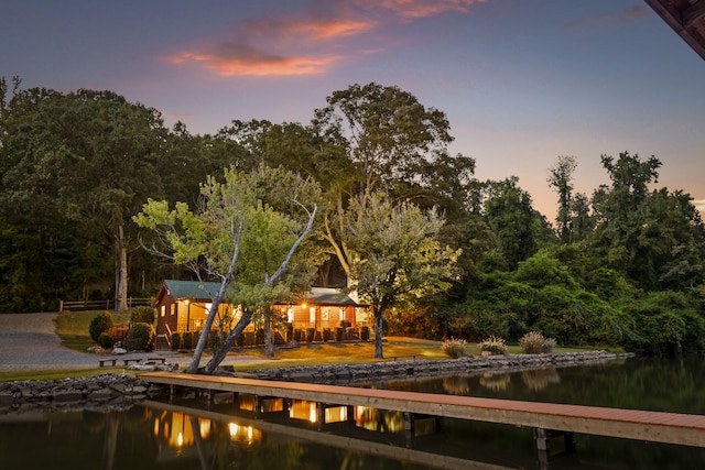 water view with a boat dock