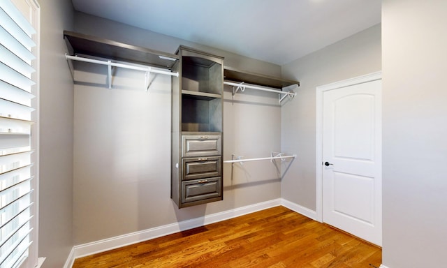 walk in closet featuring hardwood / wood-style flooring