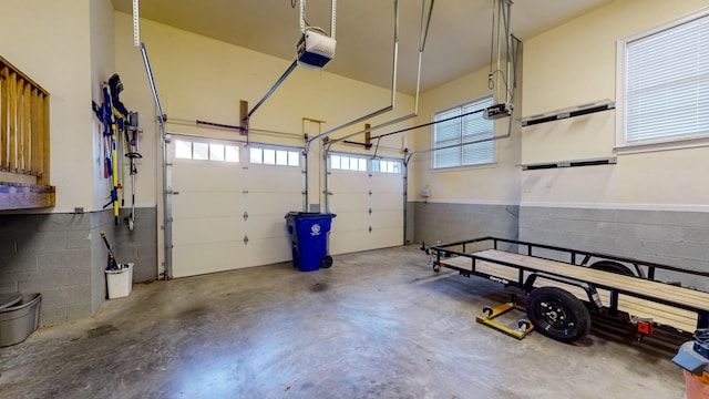 garage with a garage door opener