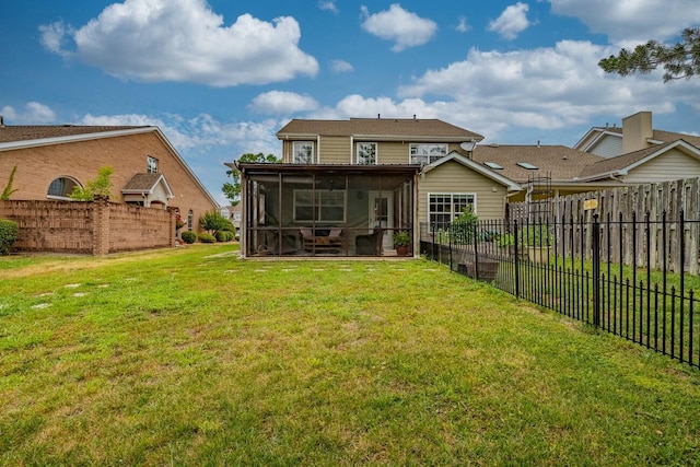 6706 Willow Trace Dr, Chattanooga, TN 37421 - rear view of property with a sunroom
