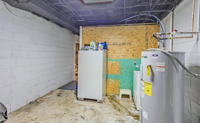 utility room with electric water heater