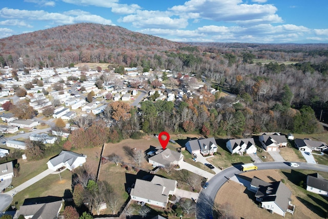 birds eye view of property featuring a mountain view