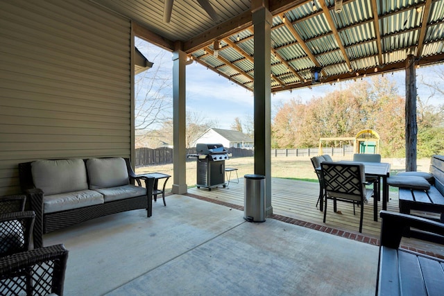 view of patio featuring an outdoor living space and area for grilling