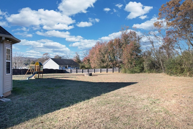 view of yard featuring a playground