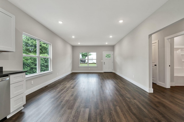 2028 Blythe Ave SE, Cleveland, TN 37311 - unfurnished living room featuring dark wood-style flooring and recessed lighting