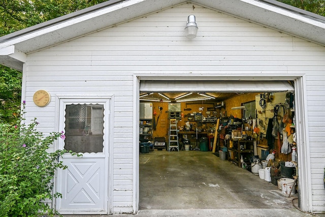 view of garage