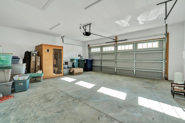 garage with a garage door opener