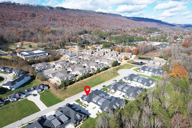 drone / aerial view with a mountain view