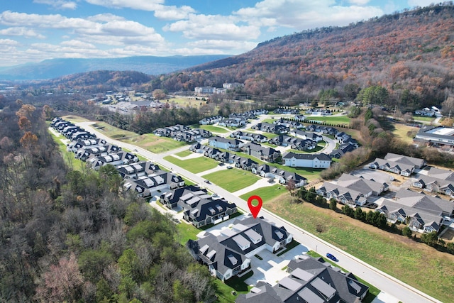 drone / aerial view with a mountain view