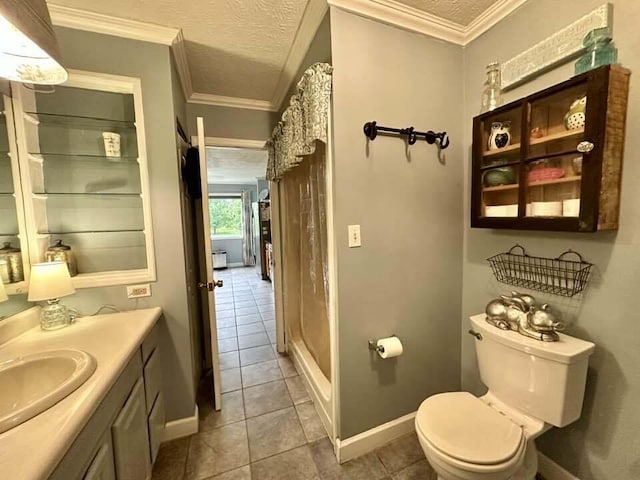 2996 Sugar Grove Valley Rd, Harriman, TN 37748 - full bathroom with tile patterned floors, a textured ceiling, toilet, vanity, and baseboards