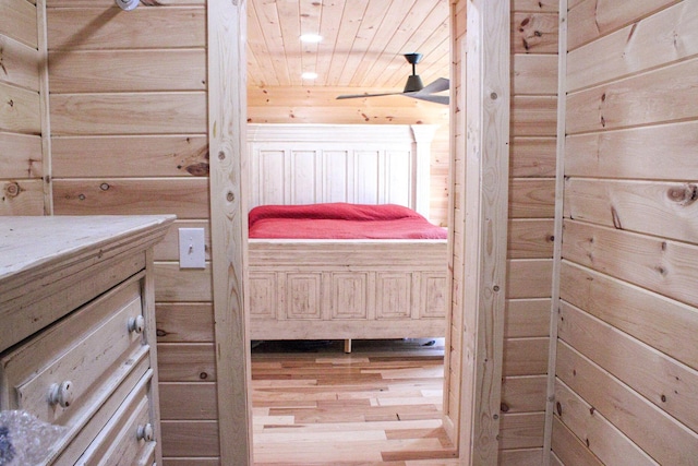 view of sauna featuring wood finished floors