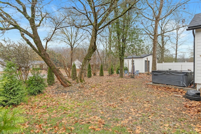 view of yard with a storage shed