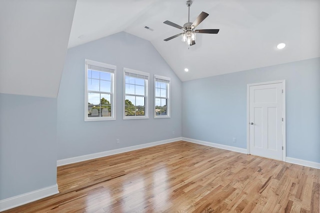 605 Westover Dr SW, Cleveland, TN 37311 - additional living space with vaulted ceiling, a ceiling fan, light wood-style floors, and recessed lighting