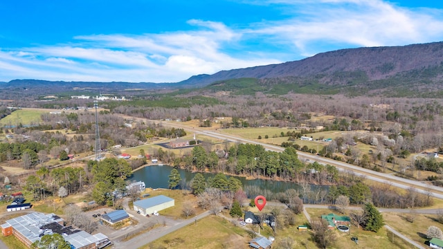 aerial view with a water and mountain view